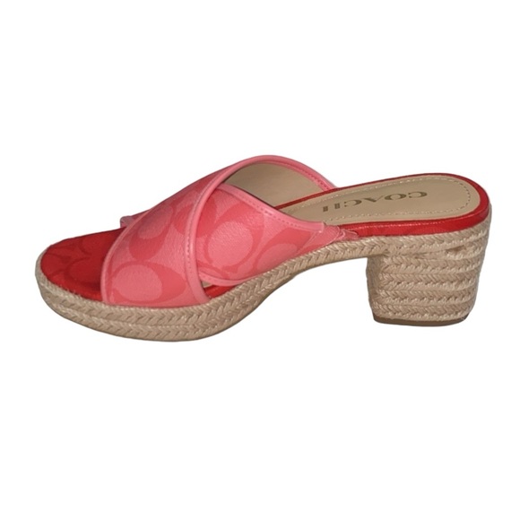 Coach Pink/Red Espadrille Sandals, Size 6 - Picture 10 of 17